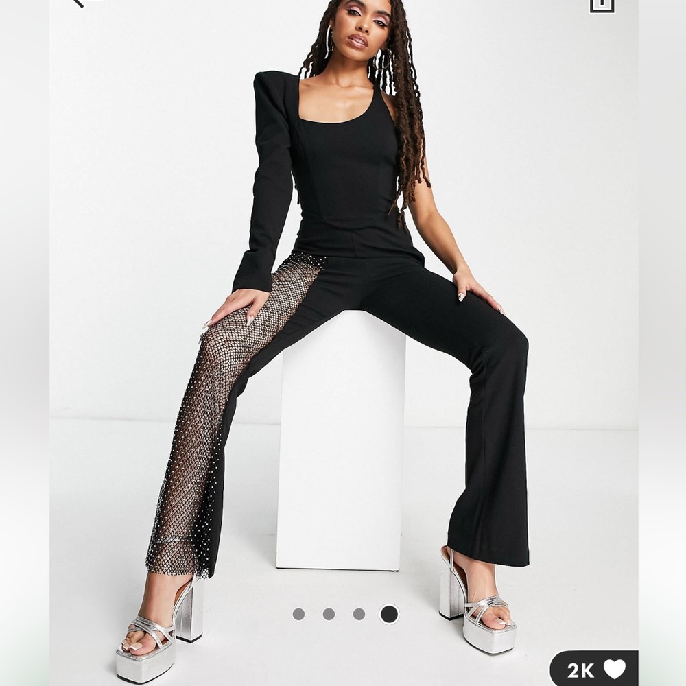 ASOS luxe one sleeve diamond jumpsuit
